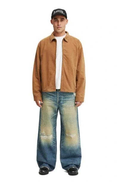 Cotton On Cropped Harrington Jacket In Brown