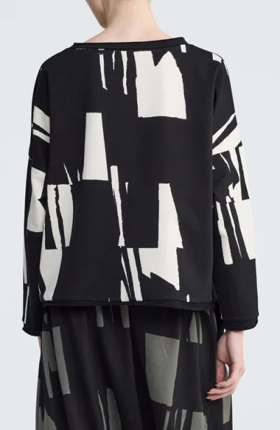 Luukaa Nerina Cropped Graphic Blouse In Black