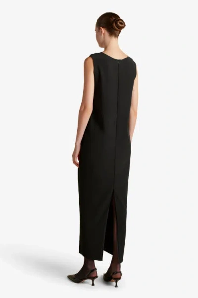 Marina Moscone Cady V-neck Draped Twist Belt Dress In Black