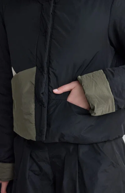 Luukaa Delora Cropped Panel Coat In Black