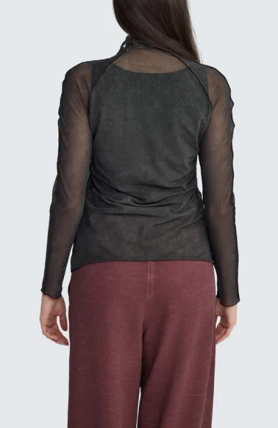 Luukaa Neva Turtleneck Mesh Blouse In Black