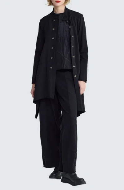 Luukaa Raven Asymmetric Cord-panel Jacket In Black