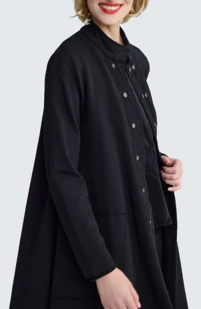 Luukaa Raven Asymmetric Cord-panel Jacket In Black
