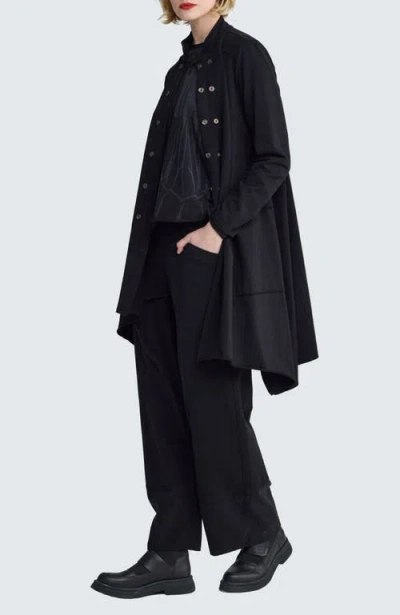 Luukaa Raven Asymmetric Cord-panel Jacket In Black