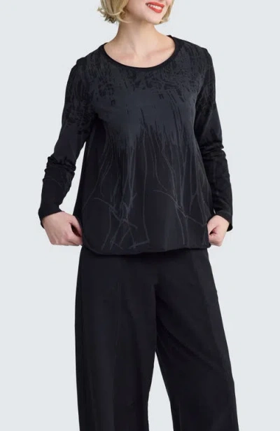 Luukaa Selene Laser-burn Jersey Blouse In Black