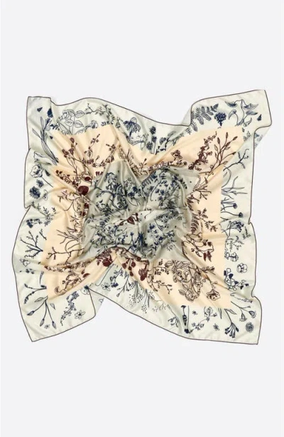 Bimba Y Lola Floral Botanical Illustration Scarf In Neutral