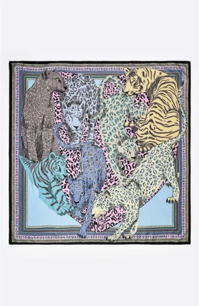 Bimba Y Lola Cats Heart Scarf With Borders In Blue