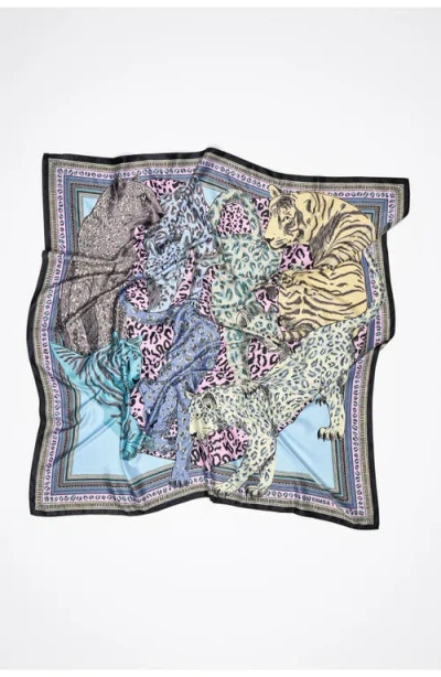 Bimba Y Lola Cats Heart Scarf With Borders In Blue