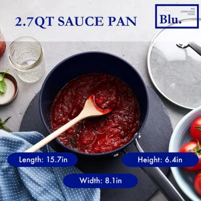 Blu . 2.7qt Nonstick Sauce Pan With Lid In Black
