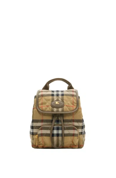 Burberry Mini Horseshoe Quilted Nylon Backpack Bags In Brown