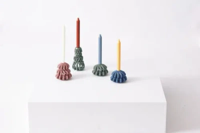 Form & Seek Frosting Loop Candle Holder In Green