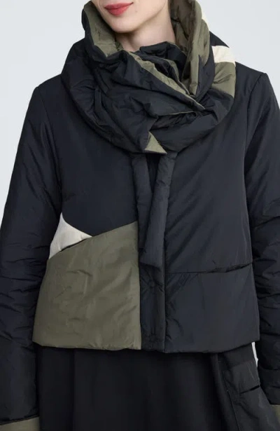 Luukaa Anna Memory Taffeta Collar Scarf In Black