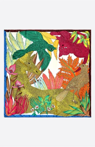 Bimba Y Lola Animals Tropical Vegetation Scarf In Multi