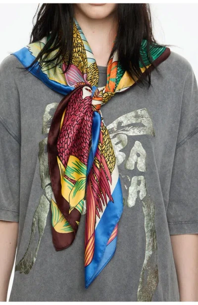 Bimba Y Lola Animals Tropical Vegetation Scarf In Multi