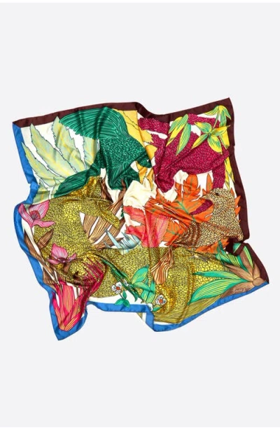 Bimba Y Lola Animals Tropical Vegetation Scarf In Multi