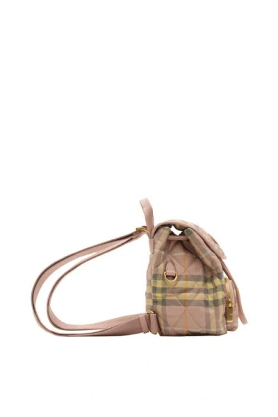 Burberry Horseshoe Quilted Check Backpack Mini Bag In Pink