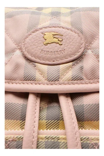 Burberry Horseshoe Quilted Check Backpack Mini Bag In Pink