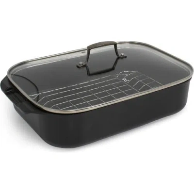 Blu . Roasting Pan With Lid And Roasting Rack In Black