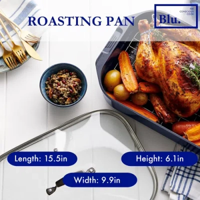 Blu . Roasting Pan With Lid And Roasting Rack In Black