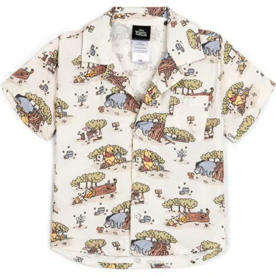 Disney Winnie The Pooh Short Sleeve Button Down Shirt In Neutral
