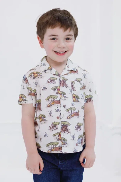 Disney Winnie The Pooh Short Sleeve Button Down Shirt In Neutral