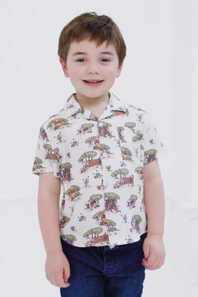 Disney Winnie The Pooh Short Sleeve Button Down Shirt In White