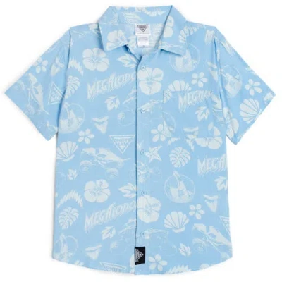 Monster Jam Megalodon Short Sleeve Button Down Shirt In Blue