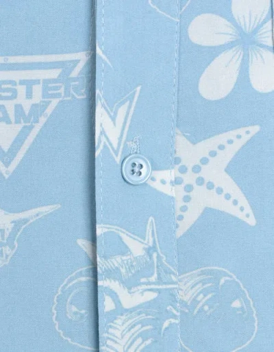 Monster Jam Megalodon Short Sleeve Button Down Shirt In Blue