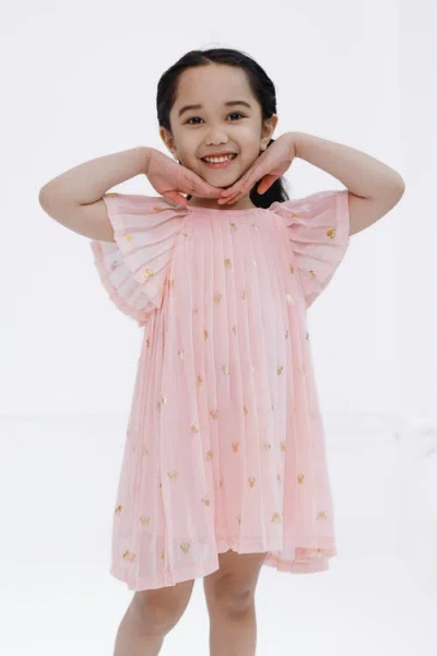 Disney Minnie Mouse Short Sleeve Party Dress In Pink