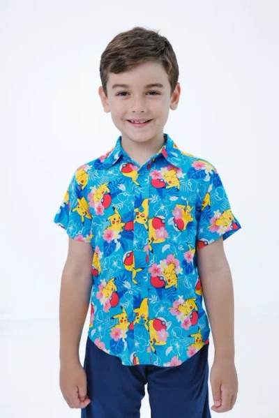 Pokémon Pokemon Pikachu Short Sleeve Button Down Shirt In Blue