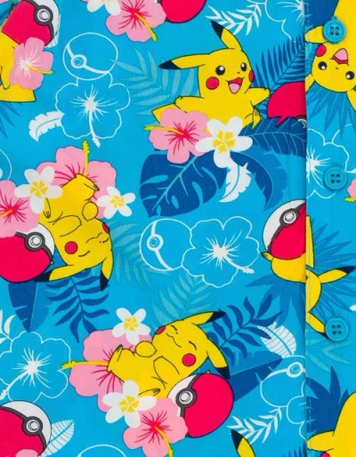 Pokémon Pokemon Pikachu Short Sleeve Button Down Shirt In Blue