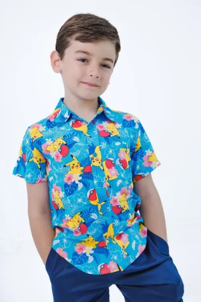 Pokémon Pokemon Pikachu Short Sleeve Button Down Shirt In Blue