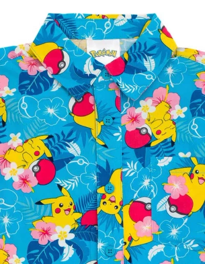 Pokémon Pokemon Pikachu Short Sleeve Button Down Shirt In Blue