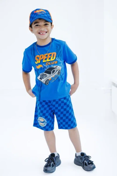 Hot Wheels T-shirt Shorts & Hat Set In Blue