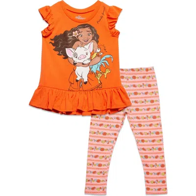 Disney Moana T-shirt & Leggings Set In Orange