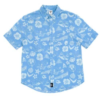 Monster Jam Megalodon Short Sleeve Button Down Shirt In Blue