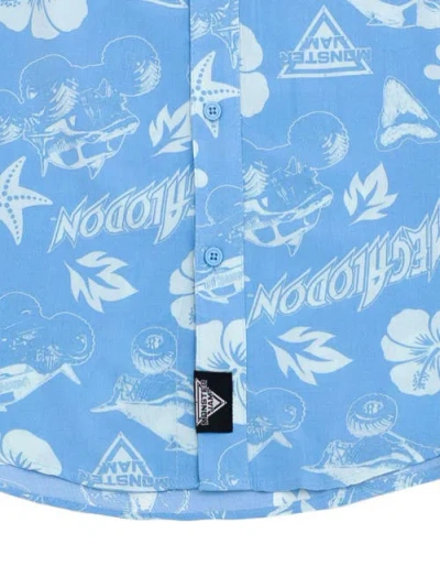 Monster Jam Megalodon Short Sleeve Button Down Shirt In Blue