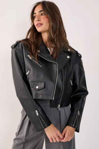 Nasty Gal Faux Leather Boxy Biker In Black