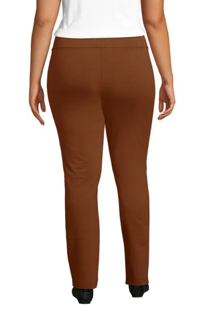 Lands' End Plus Size Starfish Mid Rise Slim Leg Pants In Brown