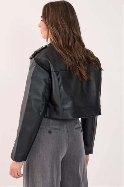 Nasty Gal Faux Leather Boxy Biker In Black