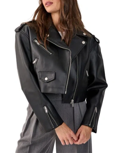Nasty Gal Faux Leather Boxy Biker In Black