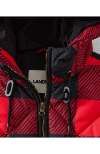 Lands' End Plus Size Featherfree Insulated Diamond Quilted Maxi Coat In Red