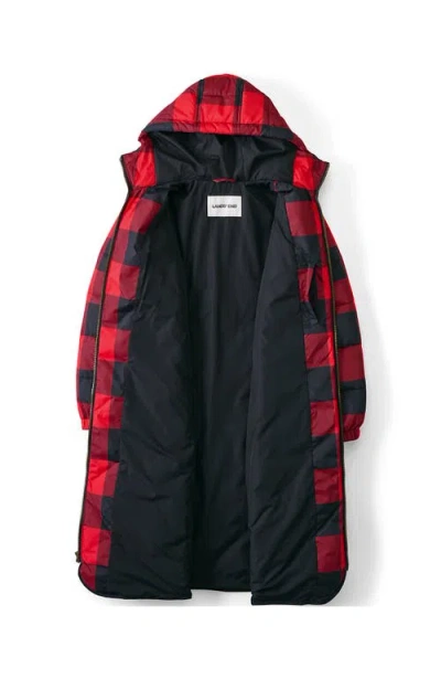 Lands' End Plus Size Featherfree Insulated Diamond Quilted Maxi Coat In Red