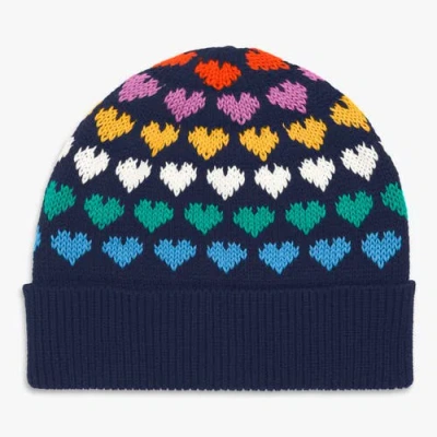 Primary Kids Rainbow Hearts Beanie In Blue