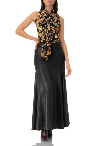 Ivonne V-neck Sleeveless Blouse With Neck Ties In Yellow