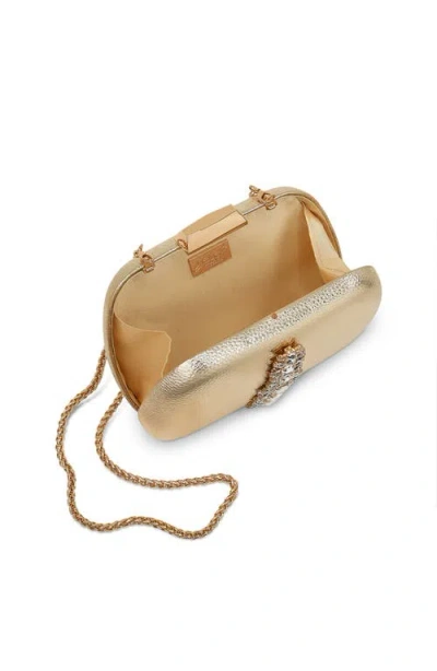 Jewel Badgley Mischka Halo Crystal Panel Minaudiere In Gold