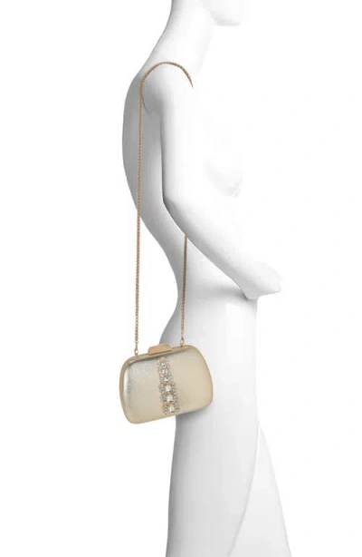 Jewel Badgley Mischka Halo Crystal Panel Minaudiere In Gold