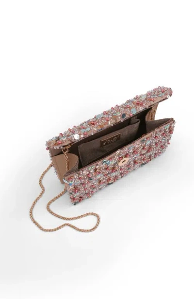 Jewel Badgley Mischka Aurora Beaded Mini Trapezoid Clutch In Brown