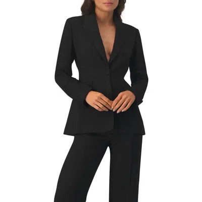 Ivonne Blazer With Pockets And Floral Accessory In Black