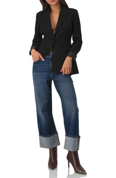 Ivonne Blazer With Pockets And Floral Accessory In Black